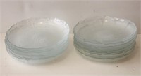 LOT OF 13, 9" ROUND CLEAR GLASS PLATES, FLORAL