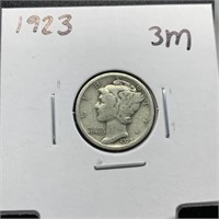 1923 MERCURY SILVER DIME