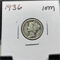 1936 MERCURY SILVER DIME