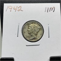 MERCURY SILVER DIME 1942