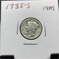 1938-S MERCURY SILVER DIME