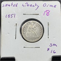 1851 SEATED LIBERTY SILVER DIME
