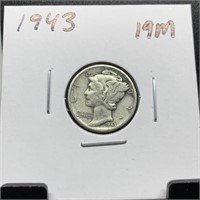 1943 MERCURY SILVER DIME