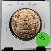 1 OZ .999 COPPER BULLION COIN