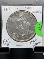 1877-S TRADE SILVER DOLLAR COIN
