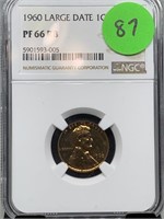 1960 LARGE DATE PF 66 RB MEMORIAL PENNY