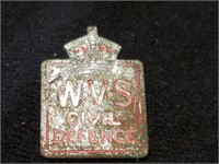 WW II W.V.S. CIVIL DEFENSE BADGE PIN World War 2