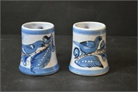 2 Vintage Pottery Mugs w/Birds