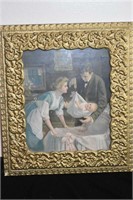 Vintage Framed Print Of Dr Weighing Baby