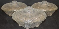 3 Pressed Glass Vintage Candy Dishes