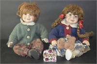 2 Porelain Dolls 1 Boy & 1 Girl w/ Trinket Box