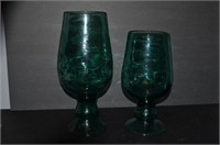 Lot of 2 Large Green Vases