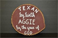 Texas Aggie Hand Painted Tree Slice