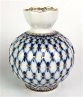 Lomonosov Russian Cobalt Net Vase