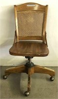 Wooden Office Chair with Inset Cane Back