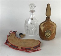 Courvoisier Crystal Decanter, Leather Wrapped