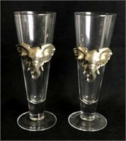 Pair of Arthur Court Glasses with Elephants