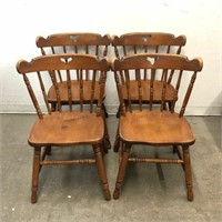 4 Wooden Spindle Back Dining Chairs