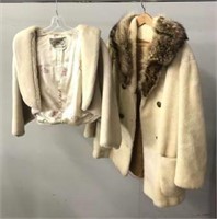 Vintage Fur Collared Coat  & Faux Fur Swing Jacket