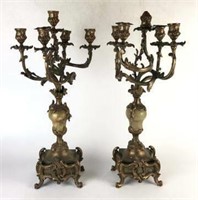 Pair of Ornate Metal Candelabras