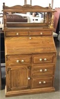 Six Drawer Drop Front Secretary with Mirrored Back