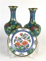 Cloisonné' Vases & Plate