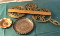 Lot of Misc. Brass And Copper Trivets And Trays