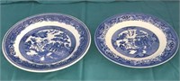 Lot of 2 Willow Ware Plates