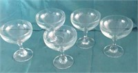 Lot of 5 Clear Glass Pedestal Dessert Dishes