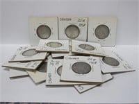 Old Canadian Silver 25c coins, assorted dates