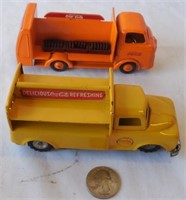 Lot of 2 Small Coca-Cola Delivery Vehicles-metal