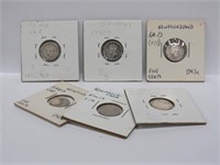 Newfoundland 5 Cent Silver, 6 coins
