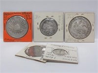 5 Republic of Mexico silver coins