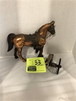 HORSE FIGURINE, CANNON FIGURE (BRASS?)