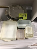 PYREX DISHES W/LIDS-DIFFERENT COLORS AND PATTERNS