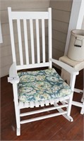 White, porch rocker w/ cushion - matches Lot #2