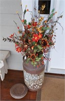 Milk can w/ sweet saying & artificial flowers