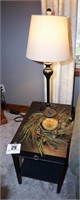 Side table 20" t x 16" x 24", lamp, etc.