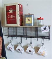 Shelf 12' t x 29" w x 6" d & decor & mugs