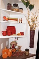All decor on 3 shelves & counter - basket is 20" t