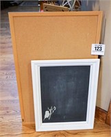 Framed chalkboard 19" x 24" & bulletin board