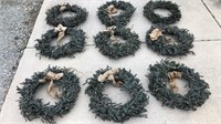 (9) Christmas wreaths, approximately 16 inches