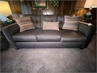 Gray Couch w/ Accent Pillows, 7ft Long