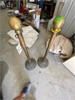 2 Brass Poles w/ Dunningham Tulsa written on base