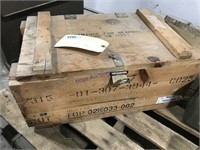 Wood box w/ 75 mm casings, 13.5x23x10" tall