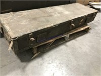 Army wood box w/hinged lid, 17x57x8" tall