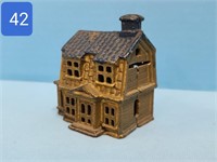 Colonial House w/ Porch Cast Iron Bank
