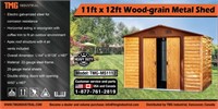 11Ft x 12Ft Wood-Grain Metal Shed