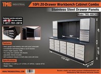 10FT Heavy Duty 20 Drawer Stainless Work Bench