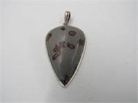 Grey Natural Stone and 925 SS Pendant